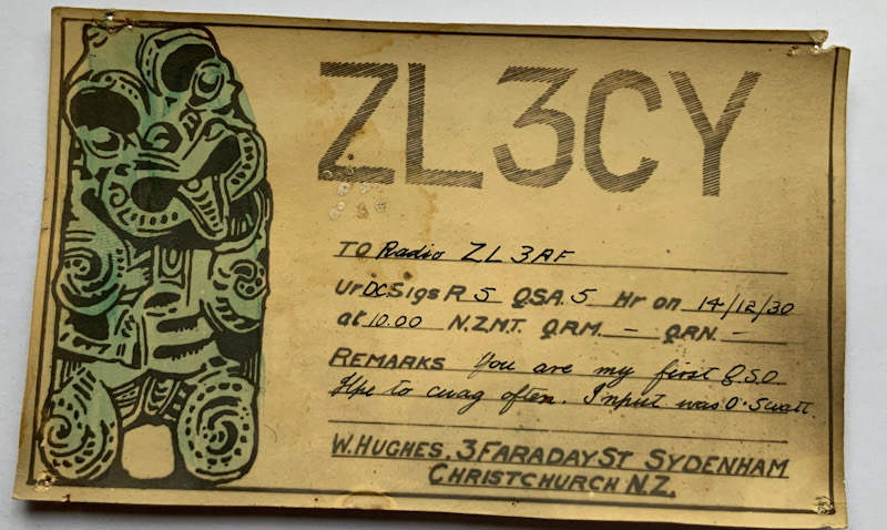 1930 ZL3CY radio card New Zealand
